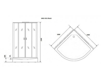 Душевая кабина Niagara Premium NG-6902-01G BLACK 100х100 см