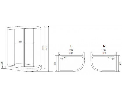 Душевая кабина Timo Standart T-6602 Silver R 120х85 см