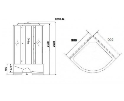 Душевая кабина Niagara NG-8308-14 90х90 см, с матовыми стеклами