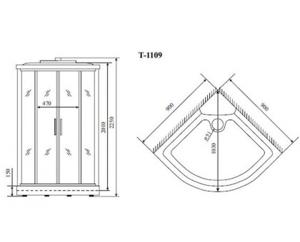 Душевая кабина Timo Standart T-6609 Black 90х90 см