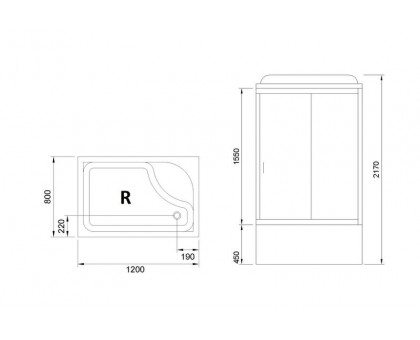 Душевая кабина Royal Bath RB 8120BP1-M 120х80 см, с матовыми стеклами, правосторонняя