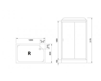 Душевая кабина Royal Bath RB 8120HP6-WC-CH 120х80 см, с матовыми стеклами, правосторонняя