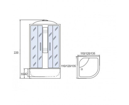 Душевая кабина Мономах 110/110/55 С МЗ 110х110х220, полукруг