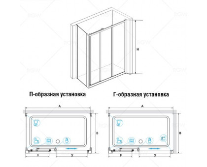 Душевой уголок RGW CL-40 (CL-11 + Z-050-1) 140x80, прозрачное стекло