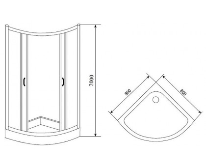 Душевой уголок Timo TL-8001 F 80х80 см Fabric Glass