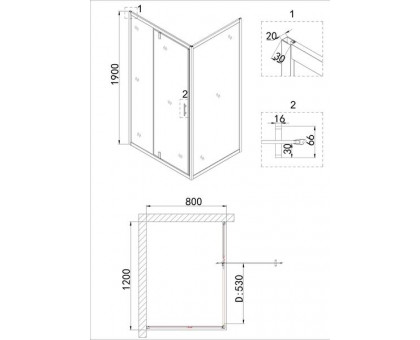 Душевой уголок Niagara NG-0220-08 BLACK 120х80х190 см, прямоугольник