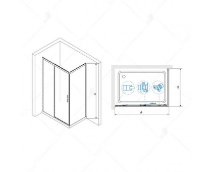 Душевой уголок RGW LE-41B (LE-12B + Z-050-2B) 140x100, прозрачное стекло