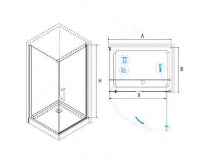 Душевой уголок RGW PA-33 100x100, прозрачное стекло