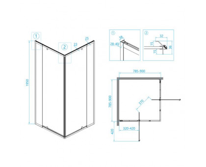 Душевой уголок RGW PA-38 80x80, прозрачное стекло