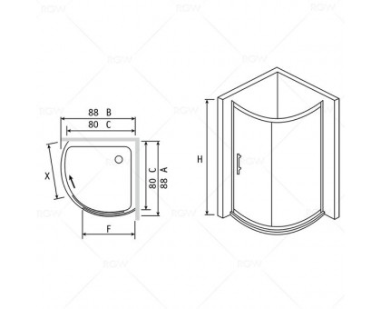 Душевой уголок RGW PA-56 + поддон и сифон в подарок 80x80, прозрачное стекло