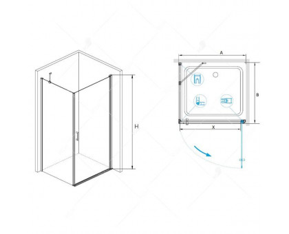 Душевой уголок RGW LE-34 (LE-03 + Z-14) 80x120, прозрачное стекло