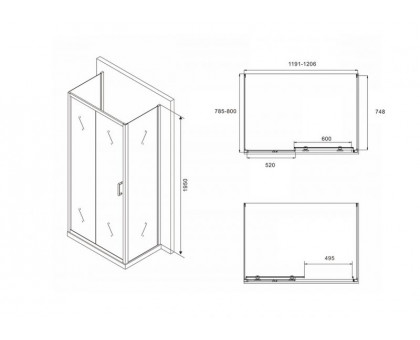 Душевой уголок ABBER Schwarzer Diamant AG30120B-S80B-S80B