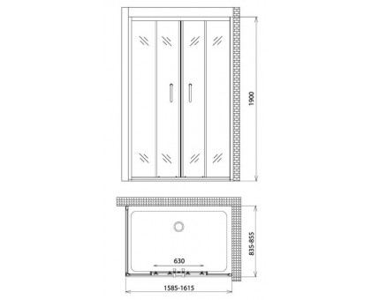 Душевой уголок Gemy Victoria S30192B-A85 160х85 см